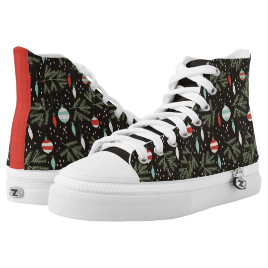 Vintage Ornaments Black Patterned Christmas High-Top Sneakers | Zazzle.com