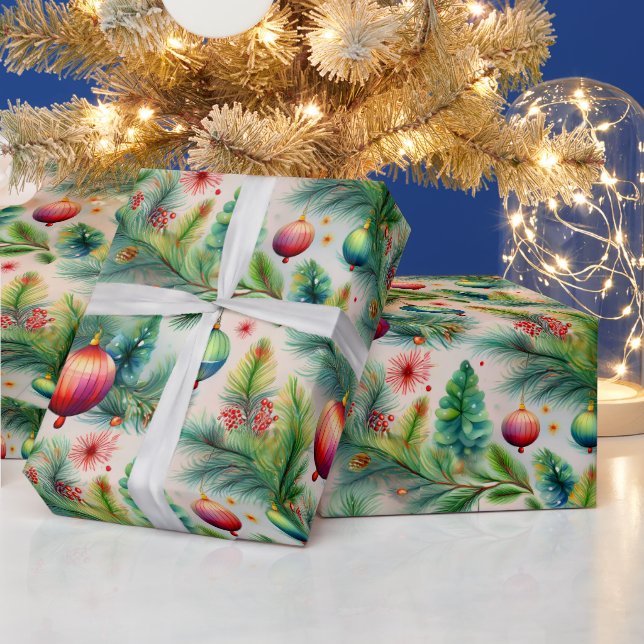 Vintage ornaments Christmas wrapping paper (Holidays)