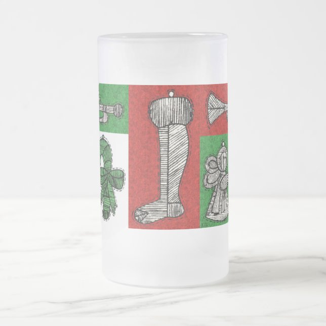 Vintage Ornaments Frosted Glass Beer Mug (Center)