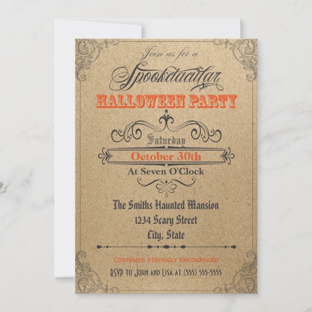 Vintage Ornaments Halloween Invitation (Front)