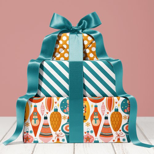 Christmas Wrapping Paper 13 Vintage Ornaments Pattern Cute Holiday Christmas Wrapping Paper Sheets