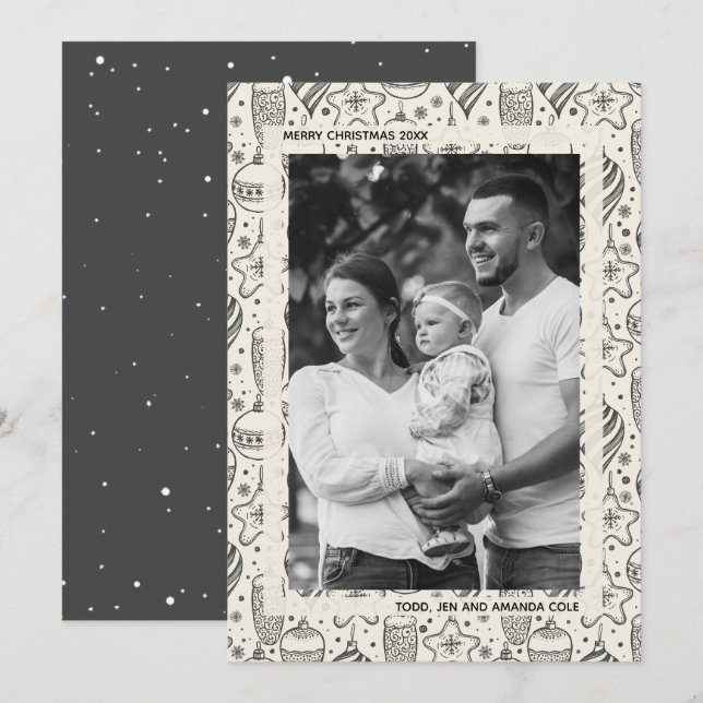 Vintage Ornaments Photo Christmas Holiday Card (Front/Back)