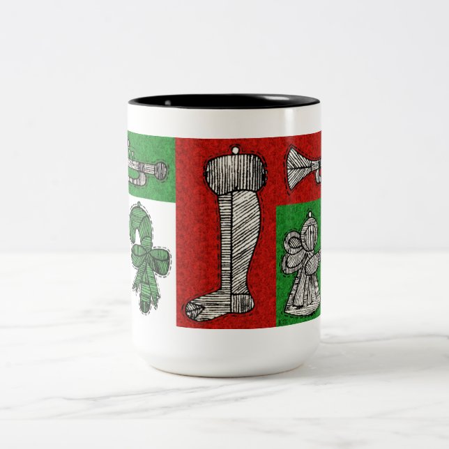 Vintage Ornaments Two-Tone Coffee Mug (Center)
