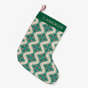 Vintage Ornate Art Nouveau Green Personalized Small Christmas Stocking