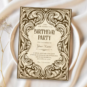 Vintage ornate birthday invitation