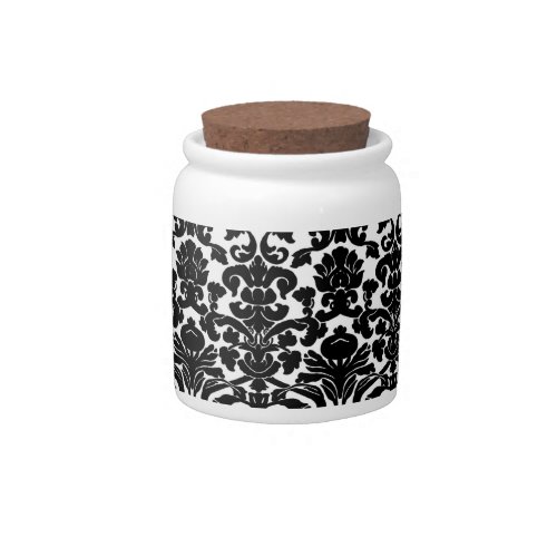 Vintage Ornate Black Damask Candy Cookie Jar