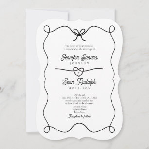 Vintage Ornate Black White Wedding Invitation