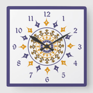 Vintage Ornate Blue Orange Numbered Wall Clock