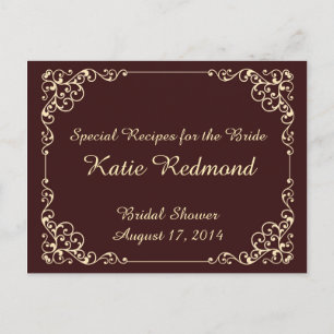 Vintage Ornate Bridal Shower Recipe Cards