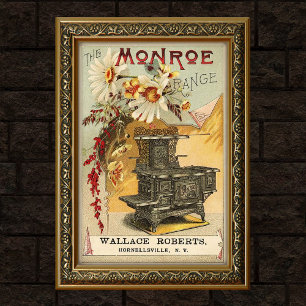 Vintage Ornate Cast Iron Stove Advertising Poster