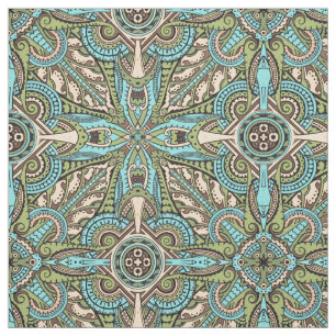 Vintage Ornate Colorful Art Deco Pattern Fabric