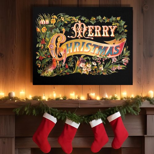 Vintage Ornate Colorful Floral Merry Christmas Photo Tiles