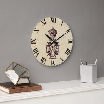 Vintage Ornate Cross Large Clock by BluePress at Zazzle
