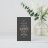 Vintage Ornate Fleurish Swirls Black Business Card (Standing Front)