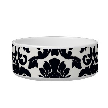 Vintage Ornate Floral Black And White Pet Bowl by tallulahs at Zazzle