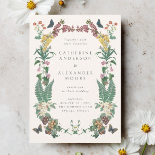 Vintage Ornate Floral QR Code Wedding Invitation