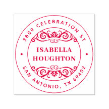 Vintage Ornate Flourish Round Name Return Address