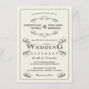Vintage Ornate Flourish Wedding Invitations