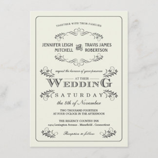 Vintage Ornate Flourish Wedding Invitations