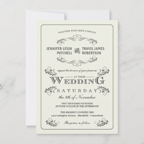Vintage Ornate Flourish Wedding Invitations