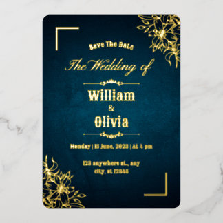 Vintage Ornate Frame Elegant wedding save the date Foil Invitation