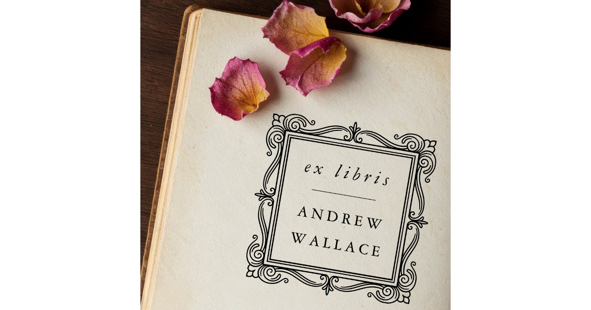 Vintage Ornate Frame Ex Libris Wooden Stamp | Zazzle