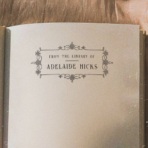 Vintage Ornate Frame From The Library Of Bookplate Rubber Stamp