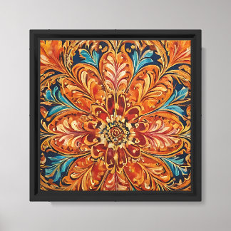 Vintage Ornate Gold & Blue Tapestry Art Canvas Print