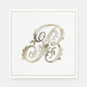 Vintage Ornate Gold Monogram B Napkins