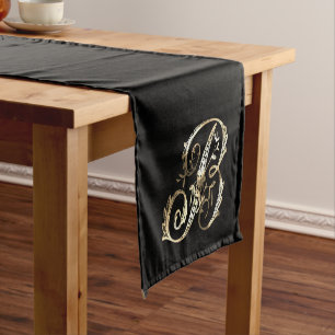Vintage Ornate Gold Monogram B Short Table Runner