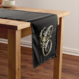 Vintage Ornate Gold Monogram C Short Table Runner