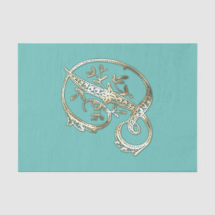 Vintage Ornate Gold Monogram D Tissue Paper