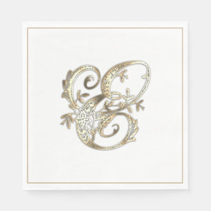 Vintage Ornate Gold Monogram E Napkins