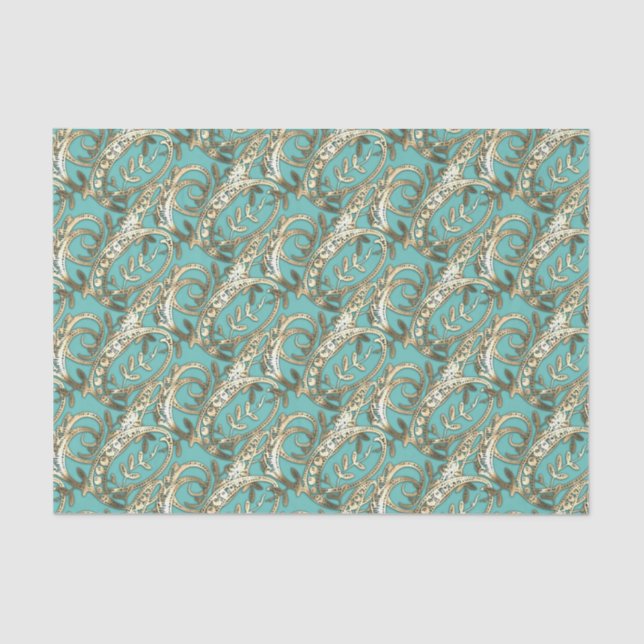 Vintage Ornate Gold Monogram G Tissue Paper (Front)