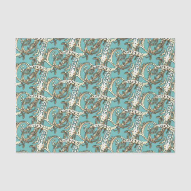 Vintage Ornate Gold Monogram I Tissue Paper (Front)