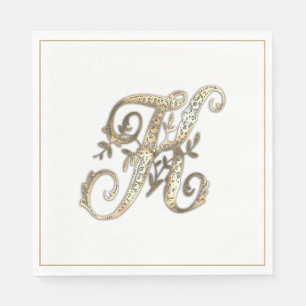 Vintage Ornate Gold Monogram K Napkins