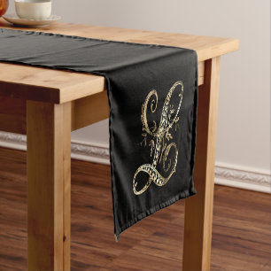 Vintage Ornate Gold Monogram L Short Table Runner