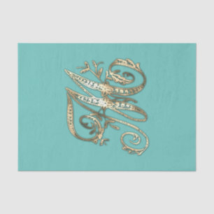 Vintage Ornate Gold Monogram M Tissue Paper