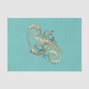 Vintage Ornate Gold Monogram P Tissue Paper