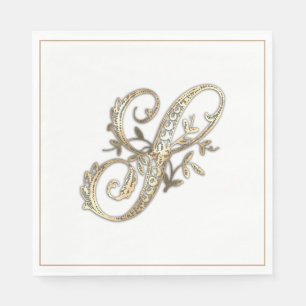 Vintage Ornate Gold Monogram S Napkins
