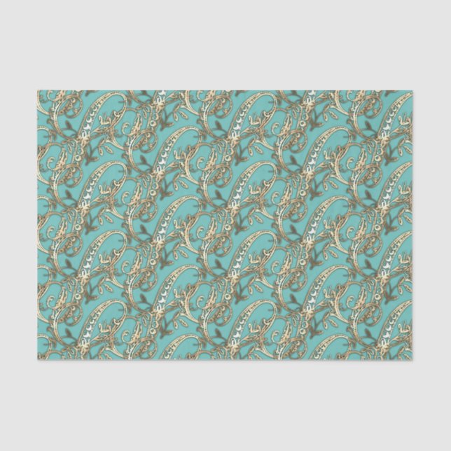 Vintage Ornate Gold Monogram S Tissue Paper (Front)