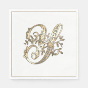 Vintage Ornate Gold Monogram Y Napkins
