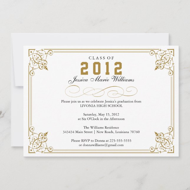 Vintage & Ornate Graduation Invitation (Front)