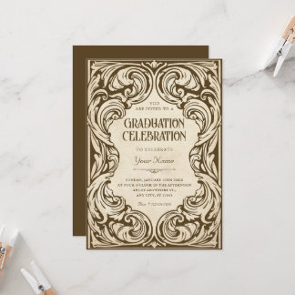 Vintage ornate graduation invitation