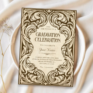 Vintage ornate graduation invitation
