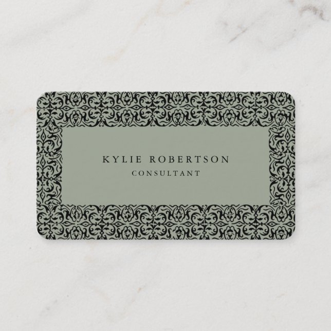 Vintage Ornate Gray Professional Classical Business Card (Front)