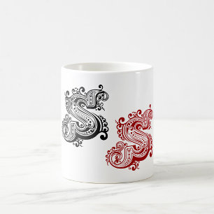 Vintage Ornate Letter S Monogram Coffee Mug
