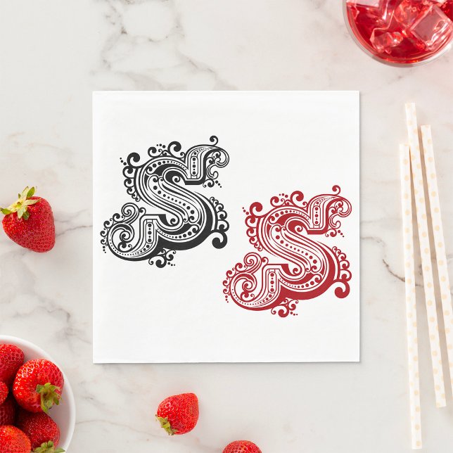 Vintage Ornate Letter S Monogram  Napkins (Creator Uploaded)
