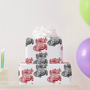 Vintage Ornate Letter S Monogram Wrapping Paper