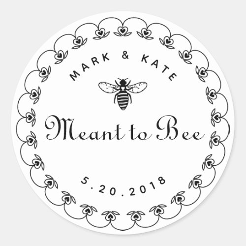 Vintage Ornate Meant to Bee Honey Wedding Favor Classic Round Sticker